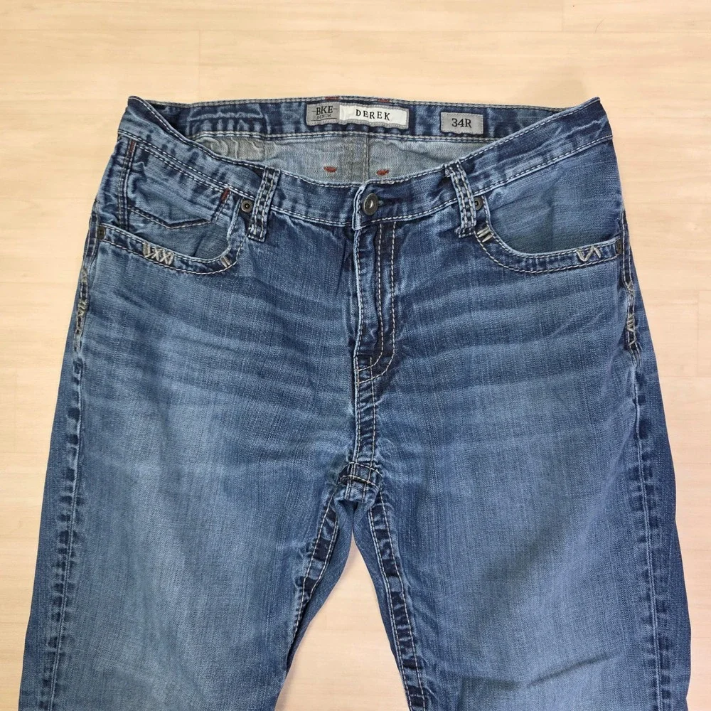 BKE Derek Bootcut Jeans Men's 34 R‎ x 31 Blue Wash Denim Casual